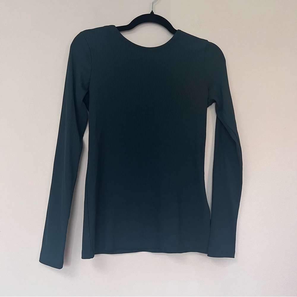 Club Monaco Green Long Sleeve Ribbed Top